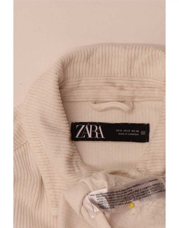 Zara Γυναικείο κοτλέ μπουφάν UK 10 Small Off White Βαμβακερό
