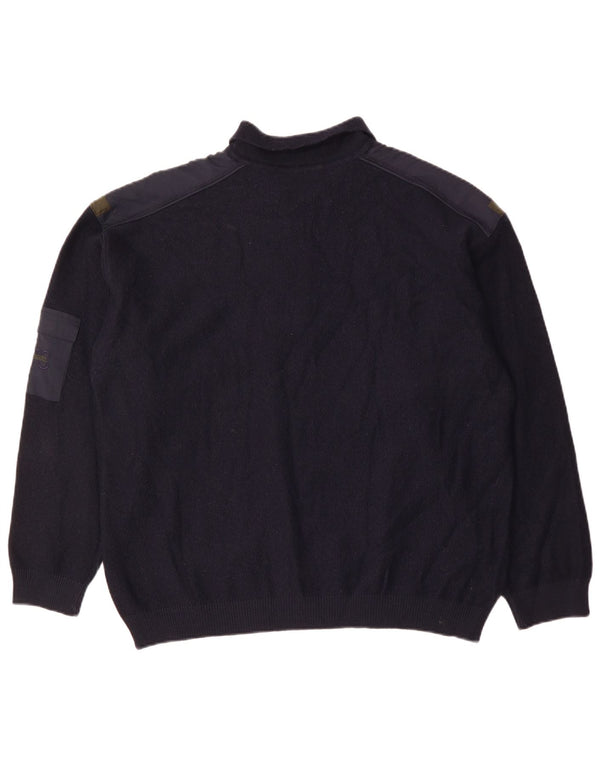 NAVIGARE Ανδρικό πουλόβερ με φερμουάρ Polo Neck Jumper 2XL Navy Blue Μαλλί Merino