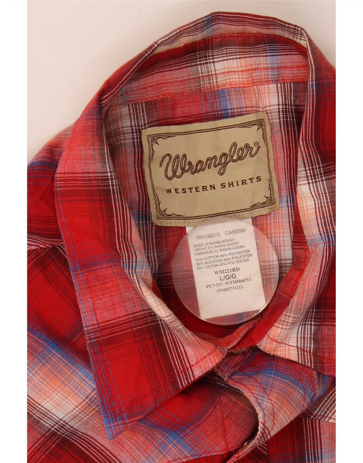 Ανδρικό κοντομάνικο πουκάμισο Wrangler κόκκινο μεγάλο βαμβακερό