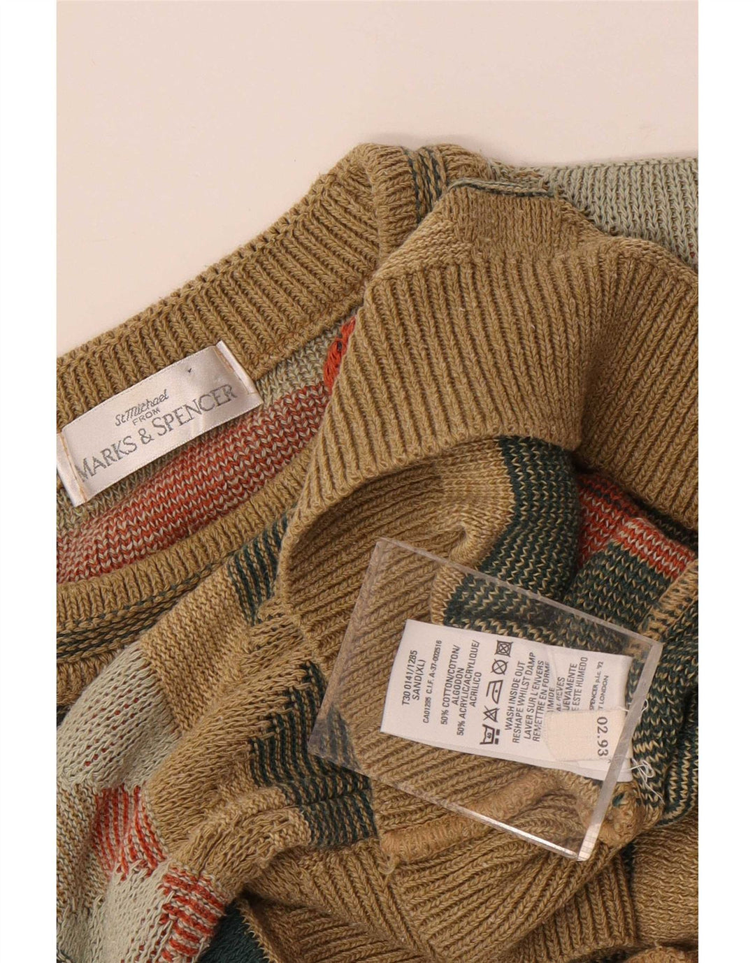 Marks & Spencer Ανδρικό πουλόβερ με λαιμόκοψη XL Πολύχρωμο Γεωμετρικό