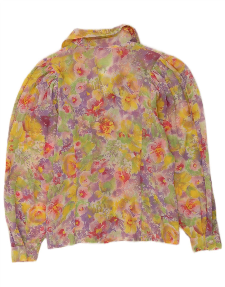 Vintage γυναικείο πουκάμισο μπλούζα UK 14 Medium πολύχρωμο Floral