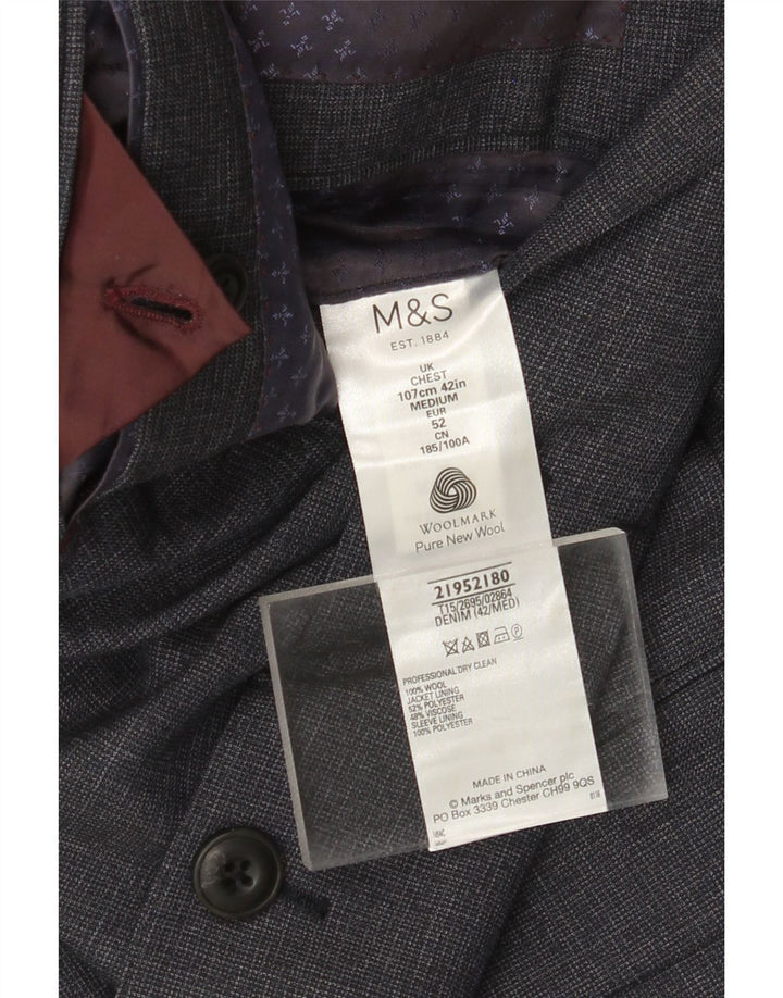MARKS & SPENCER Ανδρικό σακάκι με 2 κουμπιά σακάκι IT 52 XL Navy Blue Wool