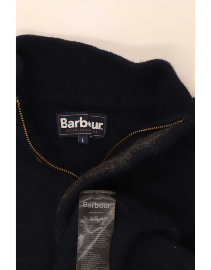 Ανδρικό πουλόβερ Barbour με φερμουάρ με λαιμόκοψη μεγάλο μπλε μάλλινο