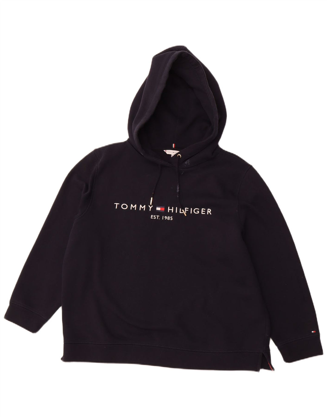 TOMMY HILFIGER Γυναικείο γραφικό φούτερ με κουκούλα UK 22 3XL Navy Blue Cotton