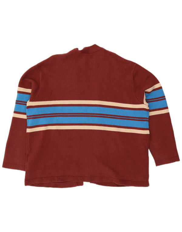 Levi's Womens Relaxed Open Cardigan πουλόβερ UK 18 XL Maroon ριγέ βαμβακερό