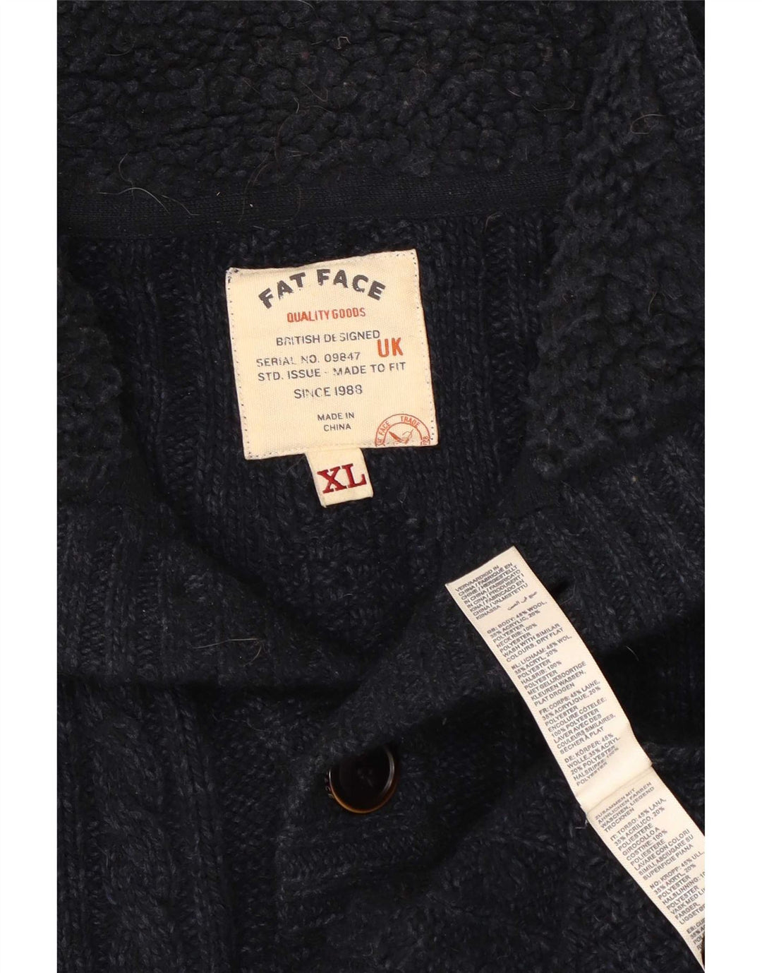 Ανδρικό πουλόβερ με λαιμό λαιμό Fat Face XL Navy Blue Wool