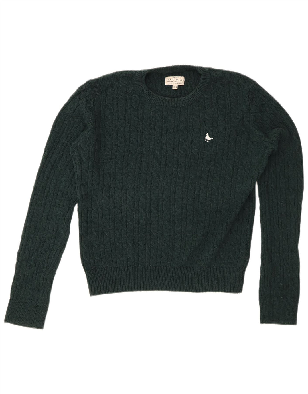 JACK WILLS Γυναικείο πουλόβερ με λαιμόκοψη Crop Crop UK 12 μεσαίο πράσινο μαλλί