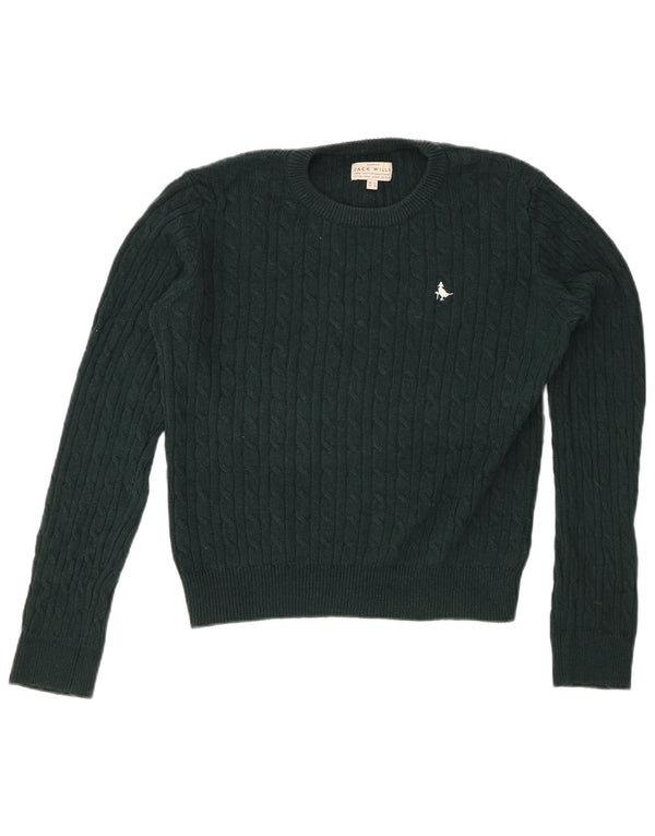 JACK WILLS Γυναικείο πουλόβερ με λαιμόκοψη Crop Crop UK 12 μεσαίο πράσινο μαλλί