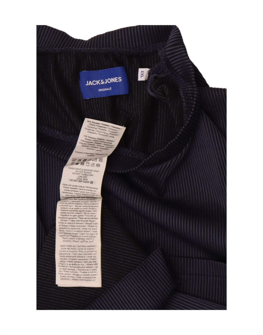 Jack & Jones Ανδρικό T-Shirt Top 2XL Navy Blue ριγέ πολυεστέρας