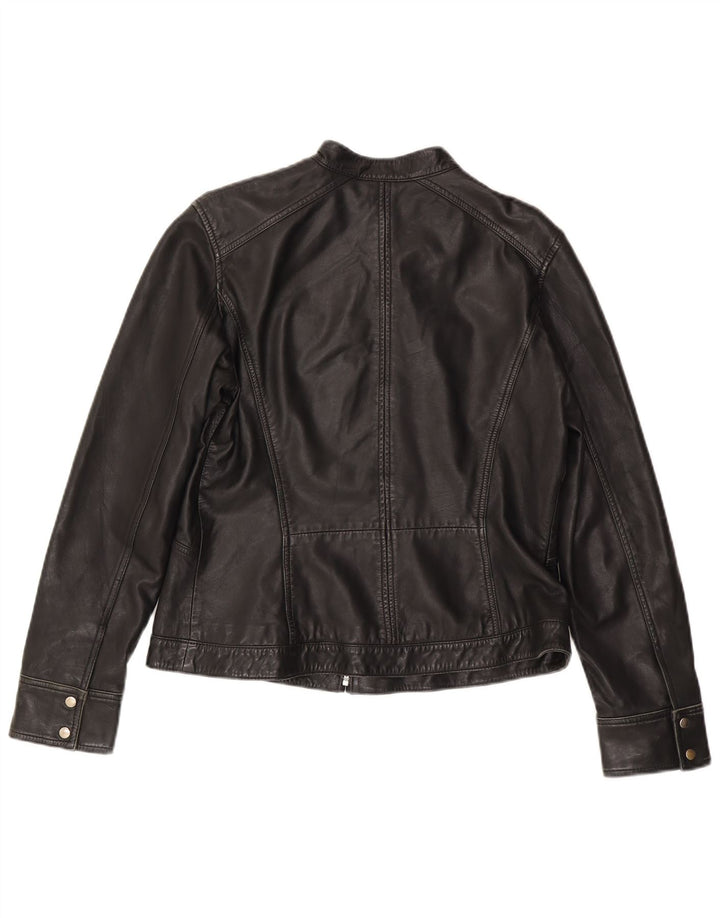 MONSOON Γυναικείο Δερμάτινο Μπουφάν UK 14 Large Μαύρο Δερμάτινο