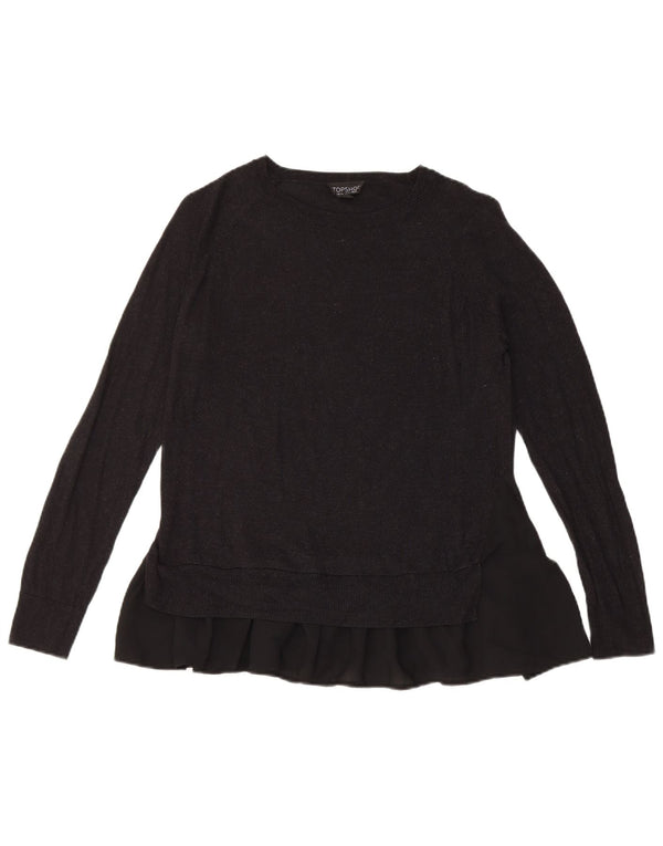 Topshop Γυναικείο πουλόβερ με λαιμόκαυστο UK 6 XS μαύρο πολυεστέρα