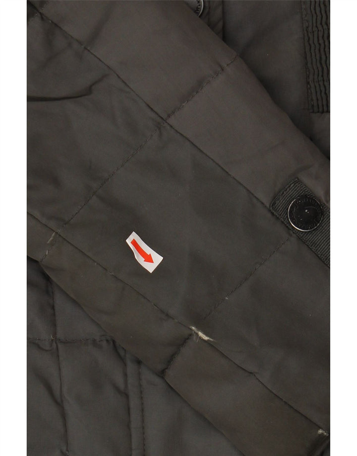 JASPER CONRAN Womens Hooded Padded Jacket UK 10 Small Grey Colourblock