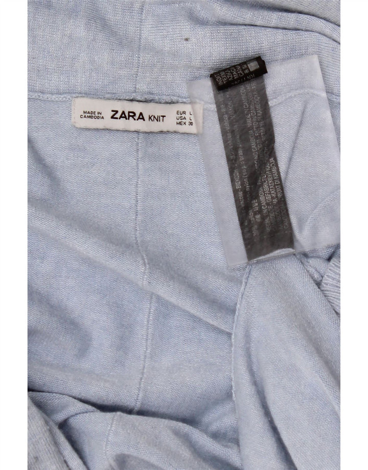 ZARA Γυναικείο Longline ανοιχτό πουλόβερ ζακέτα UK 14 μεγάλο μπλε βισκόζη