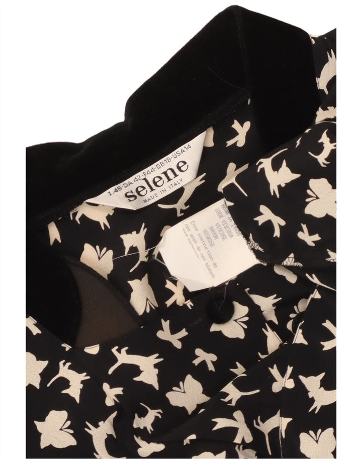 SELENE Womens Abstract Pattern Shirt Blouse UK 18 XL Black Butterfly
