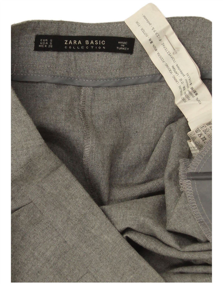 Zara Γυναικείο Παντελόνι Κάπρι Cullotes Μικρό W26 L19 με γκρι πολυεστέρα