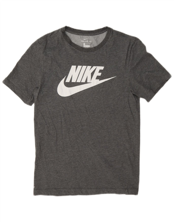 Μπλουζάκι Nike ανδρικό Dri Fit γραφικό μπλουζάκι, μικρό γκρι βαμβακερό