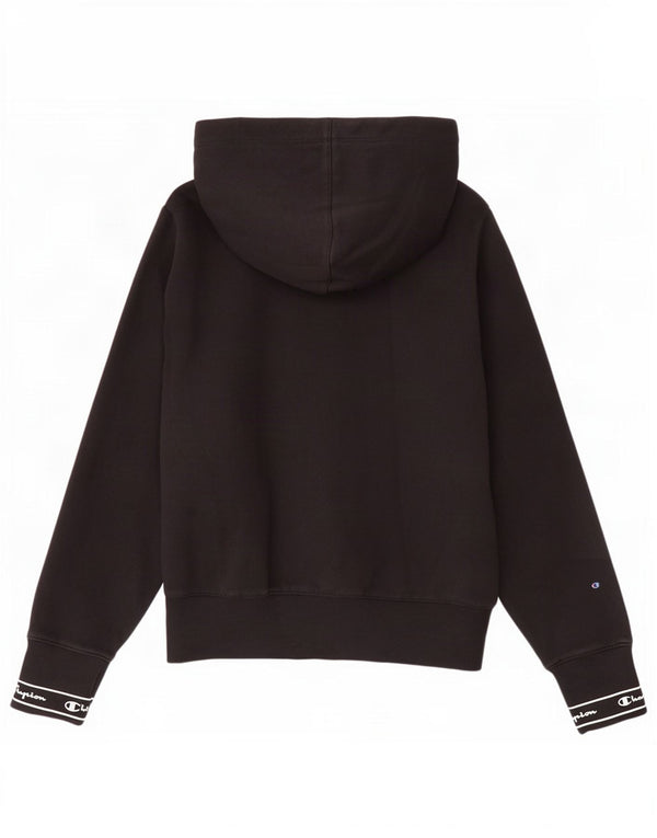 Champion Womens Graphic Hoodie Jumper UK 10 Small Black Cotton
