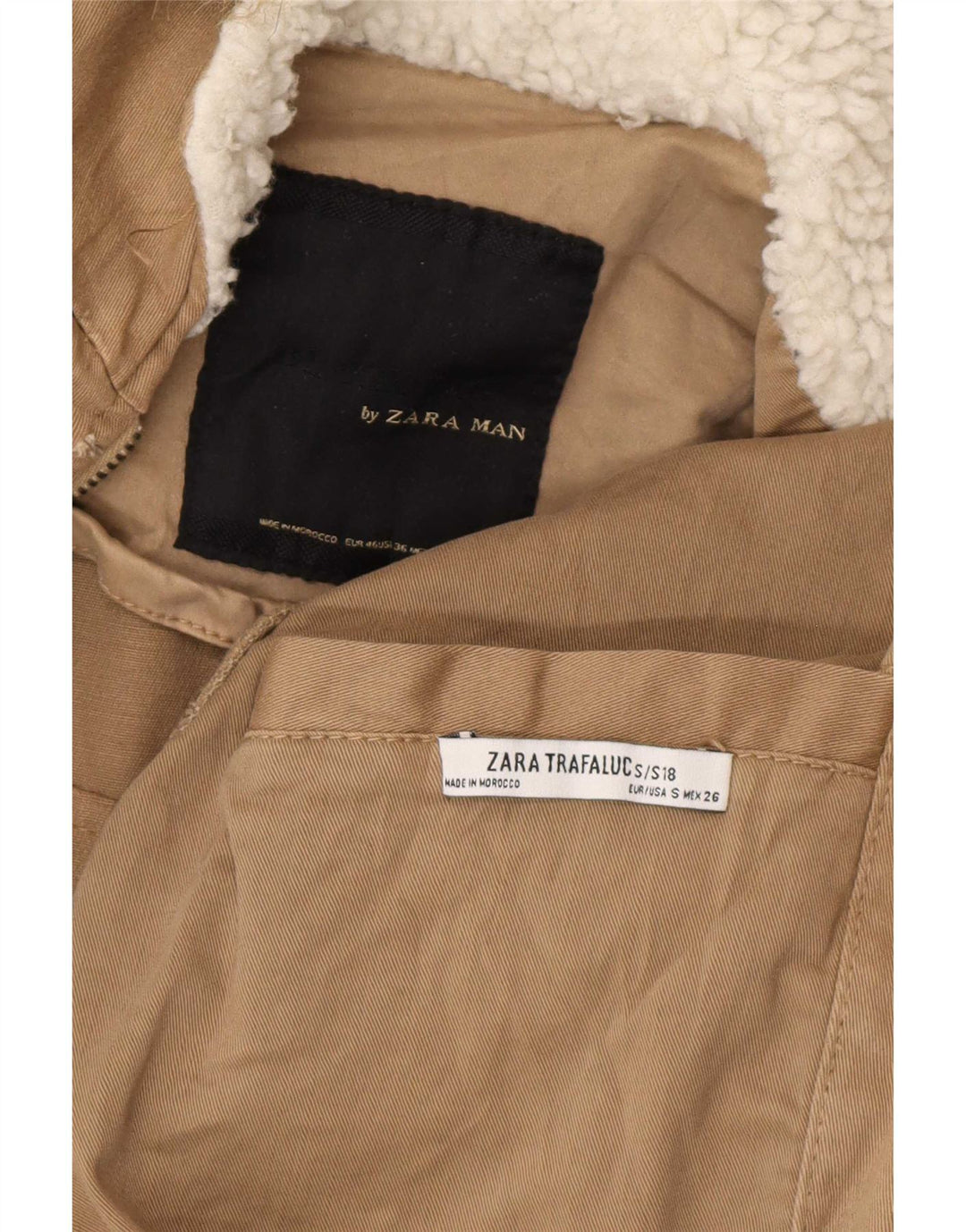 Zara Ανδρικό μπουφάν Parka με κουκούλα UK 36 Small Beige