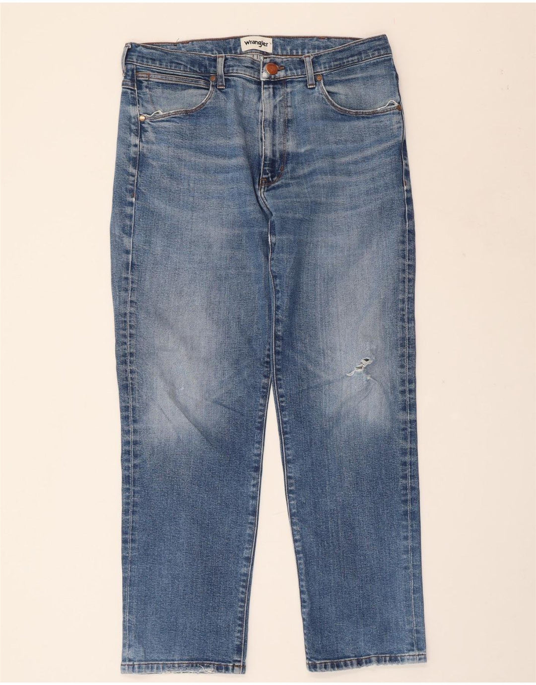 Ανδρικό τζιν WRANGLER Distressed Straight W34 L30 Μπλε βαμβακερό