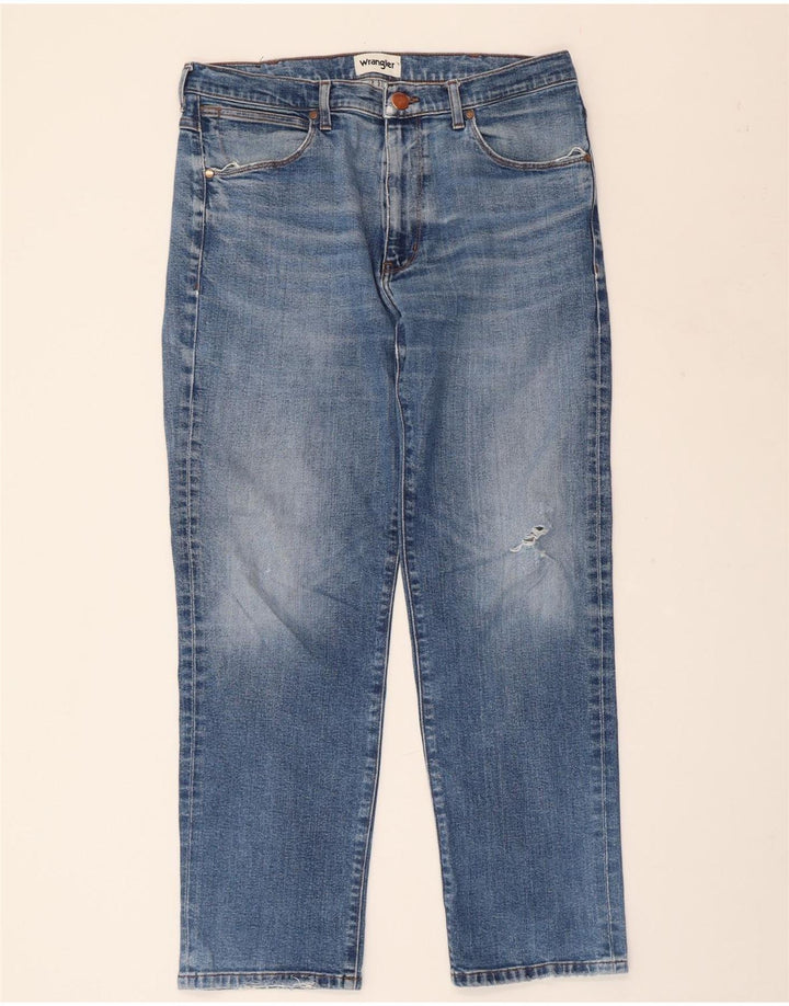 Ανδρικό τζιν WRANGLER Distressed Straight W34 L30 Μπλε βαμβακερό