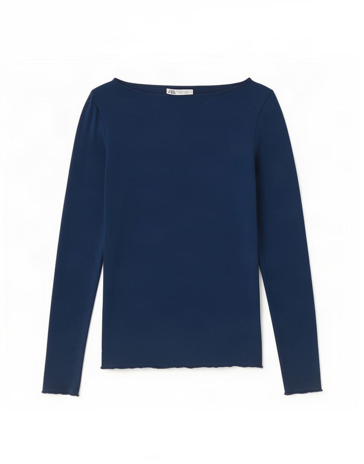 Zara Γυναικείο τοπ μακρυμάνικο UK 8 Small Navy Blue