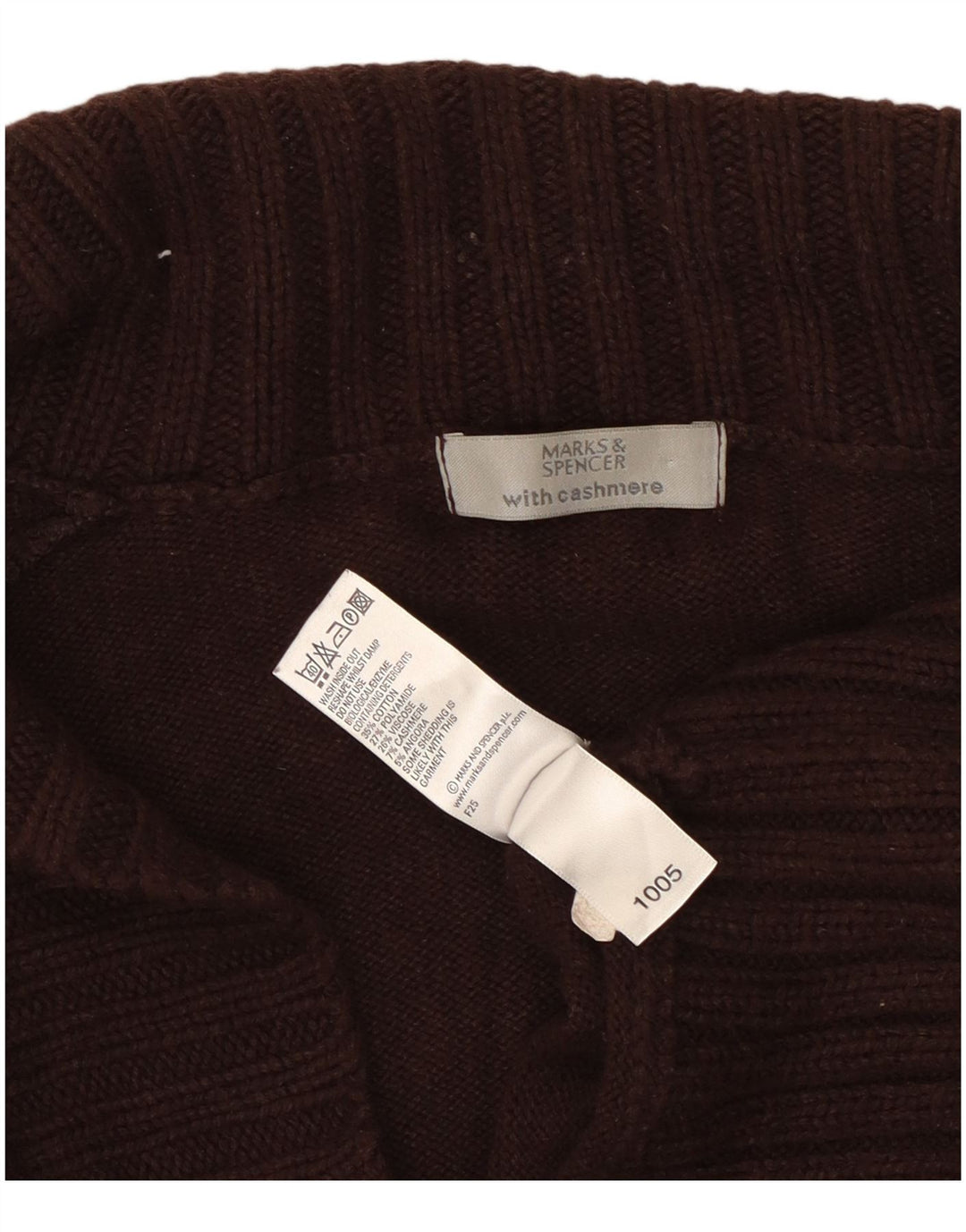 Marks & Spencer Γυναικείο πουλόβερ ζακέτα UK 16 μεγάλο καφέ βαμβακερό