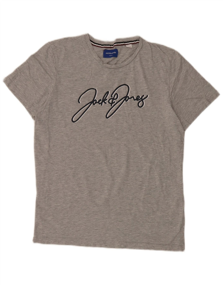 Jack & Jones Ανδρικό γραφικό μπλουζάκι μπλουζάκι, μικρό γκρι βαμβακερό