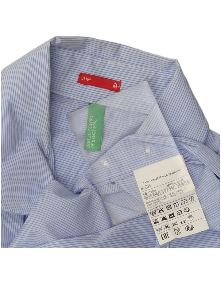 Ανδρικό πουκάμισο Benetton Slim Small Blue Pinstripe Βαμβακερό