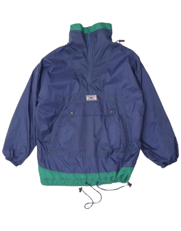 Marcel Clair Mens Loose Fit Hooded Rain Jacket EU 46 Small Blue Colourblock