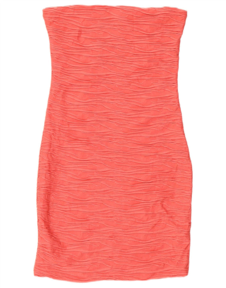 Zara Γυναικείο Στράπλες Φόρεμα Bodycon UK 14 Medium Pink Polyester
