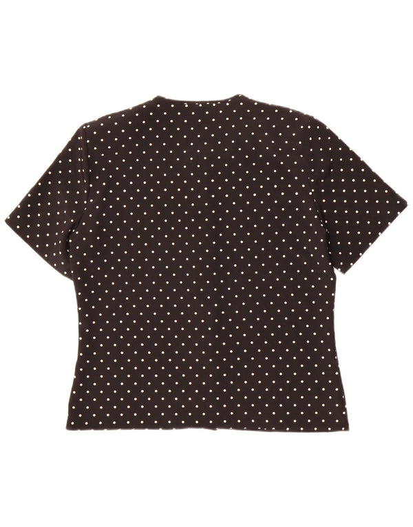 St Michael Γυναικείο πουκάμισο με κοντό μανίκι Μπλούζα UK 12 Medium Black Spotted