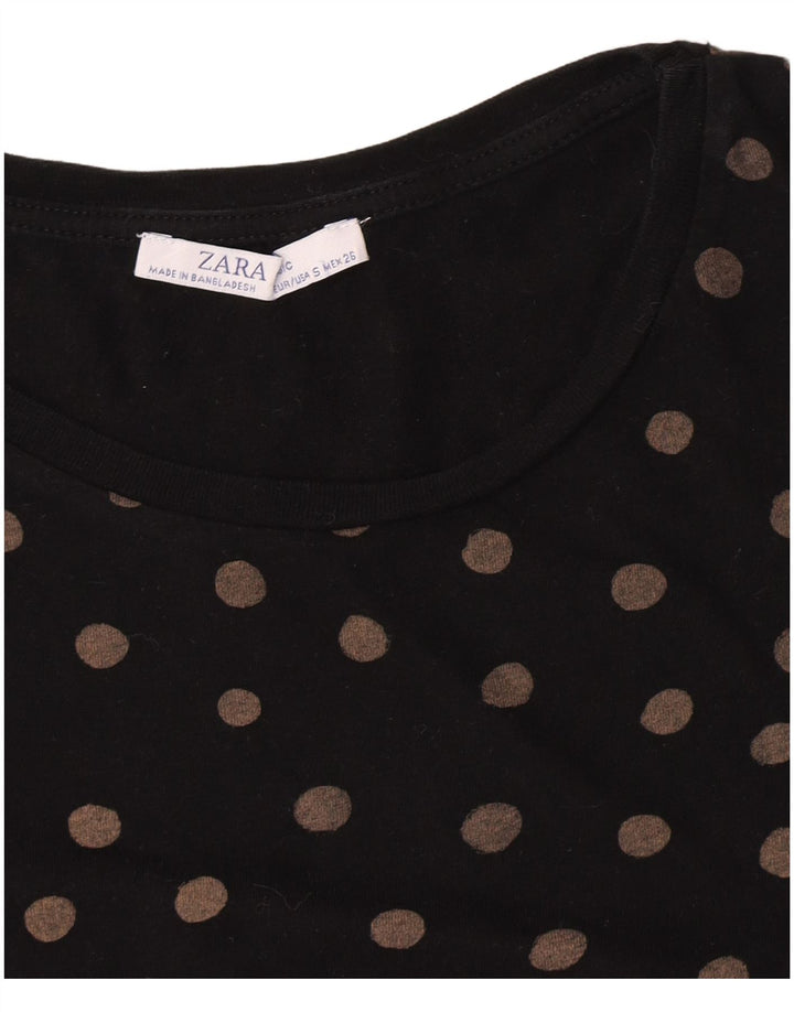 Zara Γυναικείο T-Shirt Top UK 10 Small Black Pot
