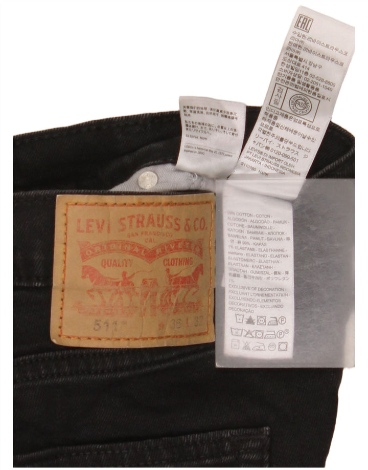 Levi's Mens 511 Slim Jeans W36 L32 Μαύρο βαμβακερό