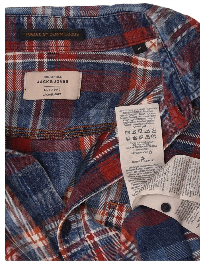 Jack & Jones Ανδρικό τζιν πουκάμισο με μεσαίο μπλε ναυτικό καρό βαμβακερό