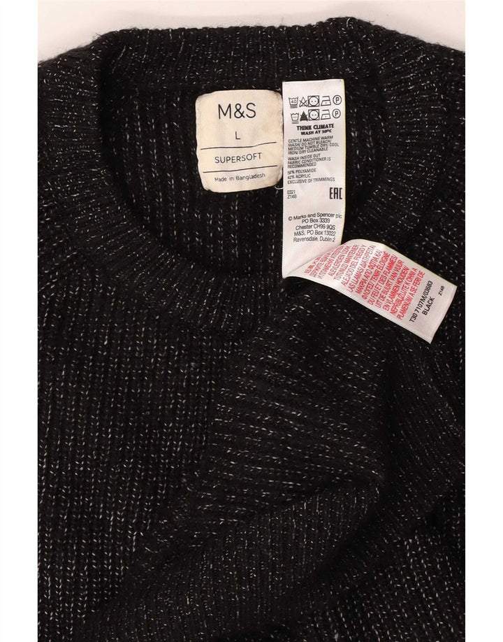 Marks & Spencer Ανδρικό πουλόβερ πουλόβερ με λαιμόκοψη μεγάλου μαύρου πολυαμιδίου
