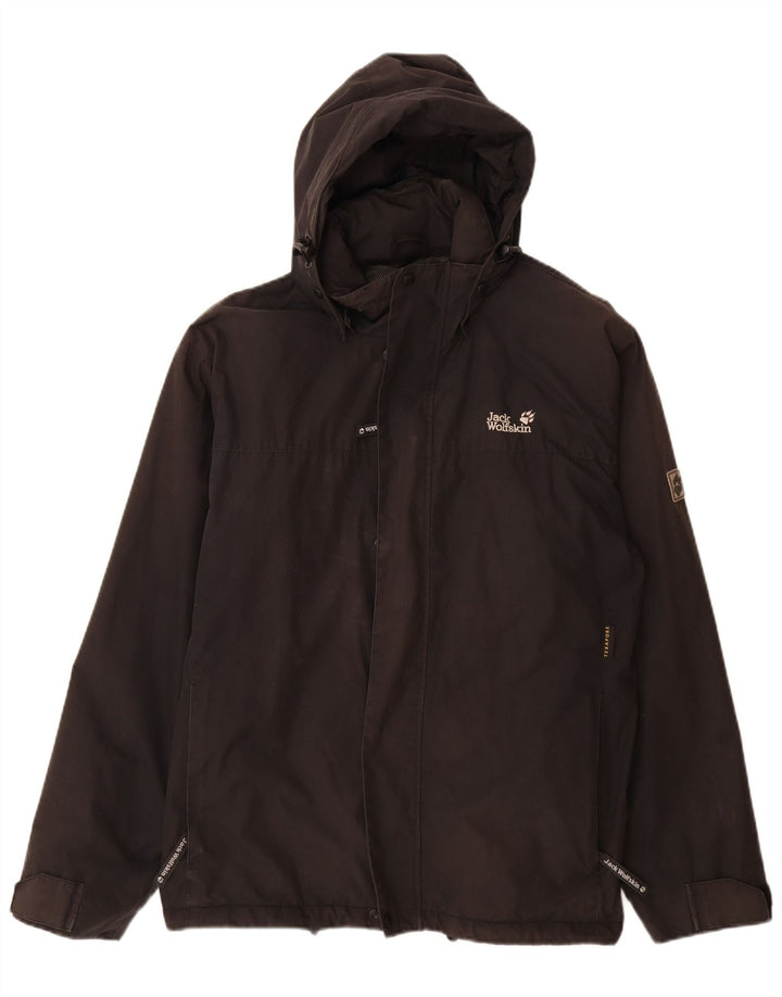 Jack Wolfskin Ανδρικό μπουφάν με κουκούλα αντιανεμικό UK 40/42 μεγάλο μαύρο πολυεστέρα