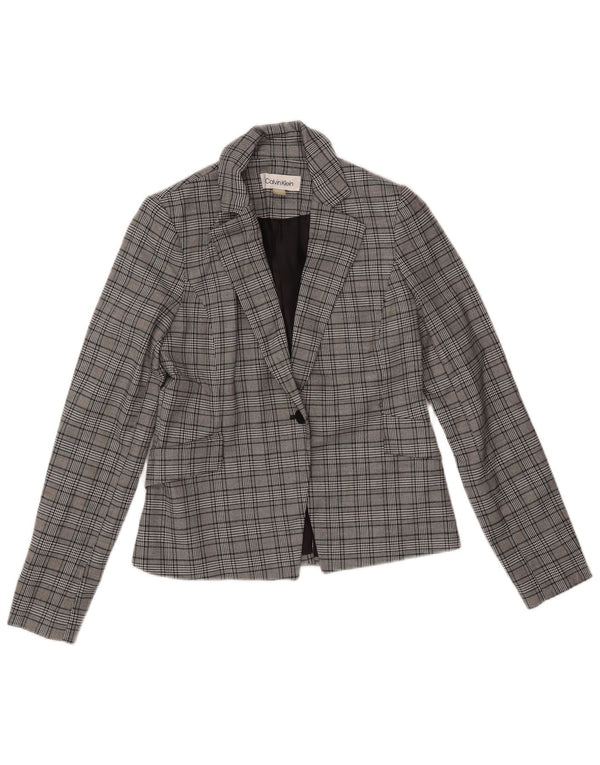 CALVIN KLEIN Γυναικείο σακάκι με 1 κουμπί US 2 XS Grey Check Polyester