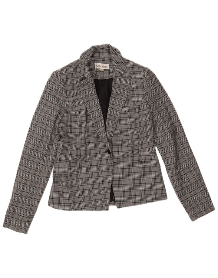 CALVIN KLEIN Γυναικείο σακάκι με 1 κουμπί US 2 XS Grey Check Polyester