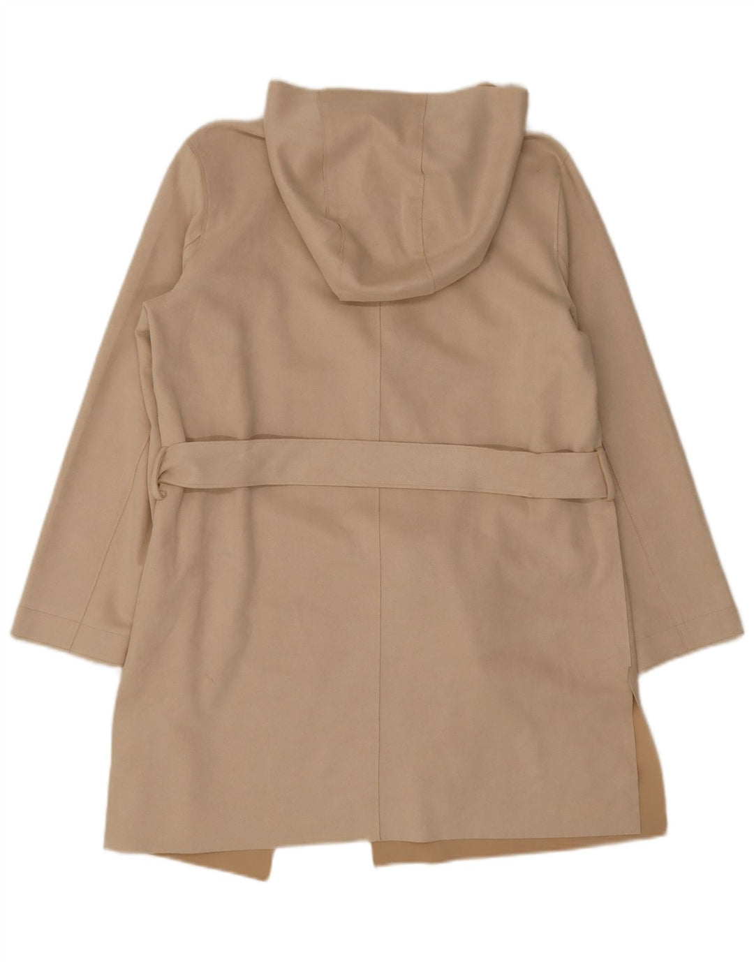 Zara Γυναικείο πανωφόρι με κουκούλα UK 14 Medium Beige Polyester