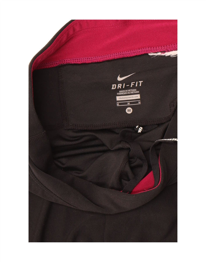 NIKE Womens Leggings UK 12 Medium  Black Colourblock