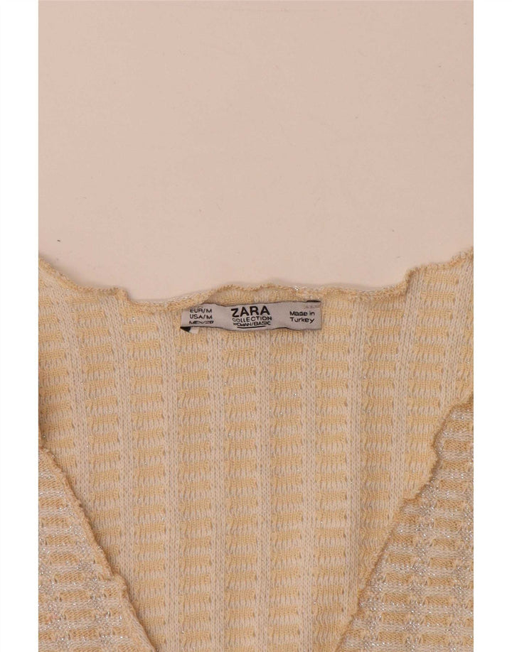 Zara Γυναικεία Πλεκτή Μπλούζα Τοπ UK 14 Medium Beige Flecked