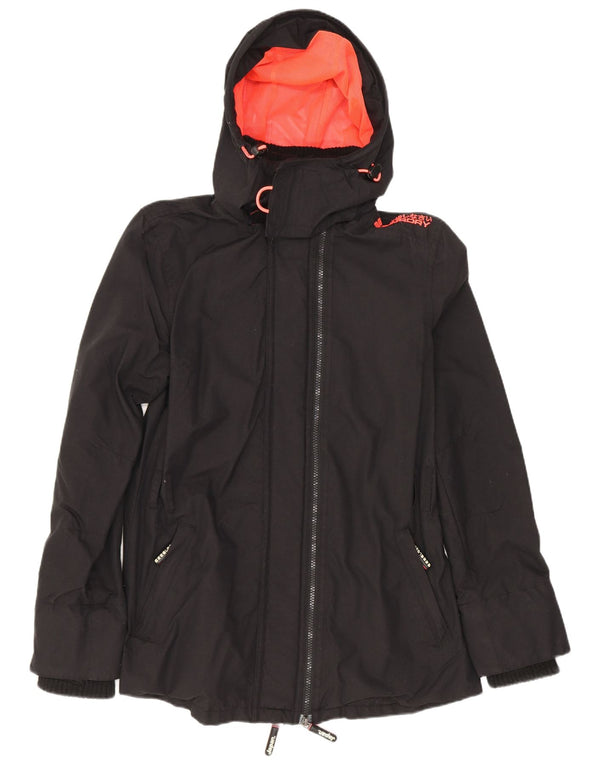Superdry Womens The Windmac Hooded Rain Jacket UK 36 Small Black Polyester