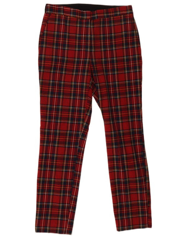 Zara Γυναικείο Skinny παντελόνι Chino Medium W28 L26 Red Check Polyester