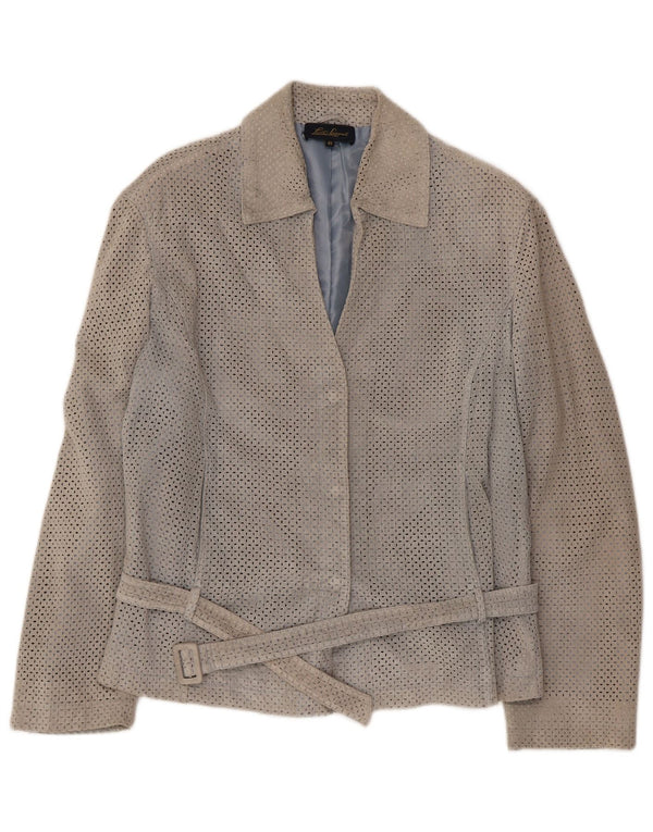 Luisa Spagnoli Γυναικείο Suede Blazer Jacket IT 48 XL Γκρι Δερμάτινο
