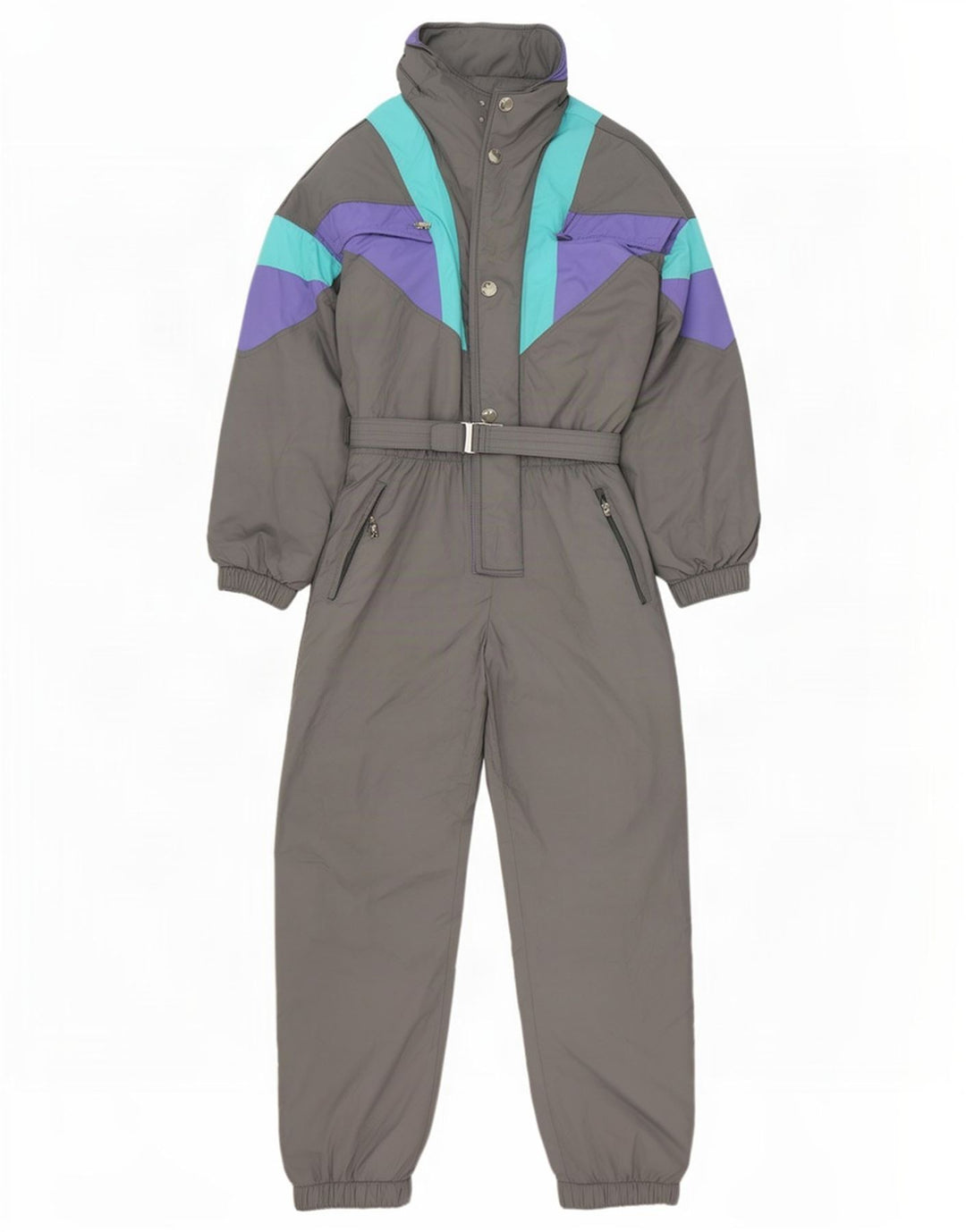 Vintage ανδρική ολόσωμη φόρμα σκι Small Grey Colourblock