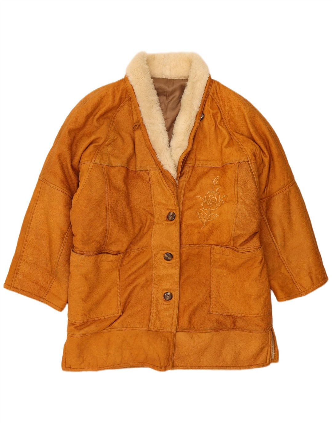 Vintage Γυναικείο Oversized Shearling παλτό UK 14 Medium Beige