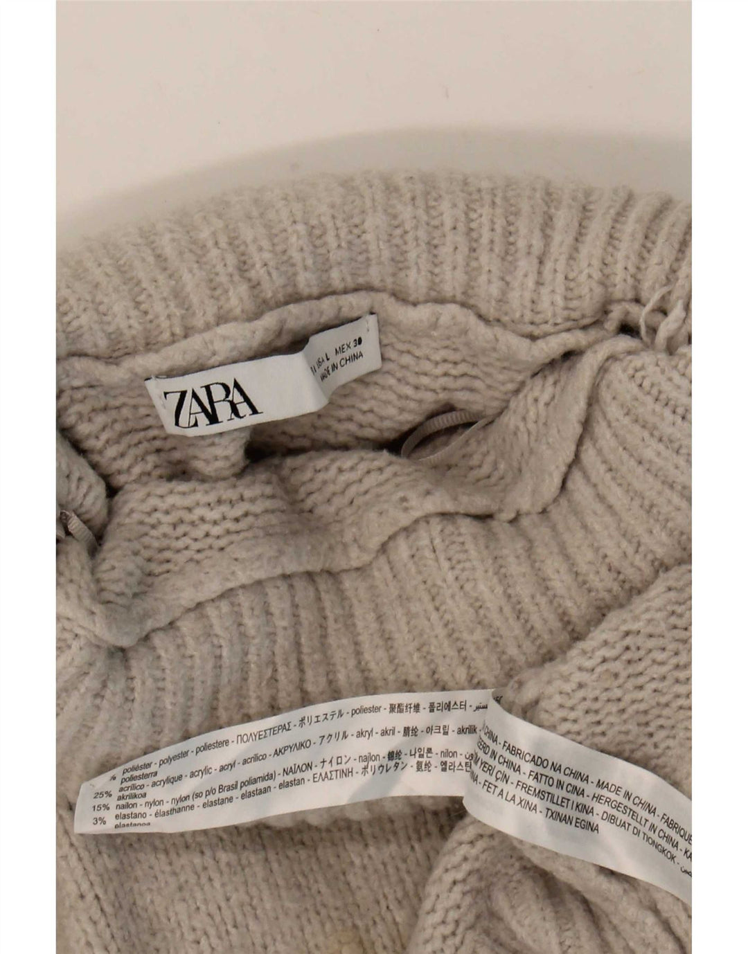 Zara γυναικείο πουλόβερ μεγάλου μεγέθους με ρολό λαιμόκοψη UK 14 μεγάλο γκρι πολυεστέρα