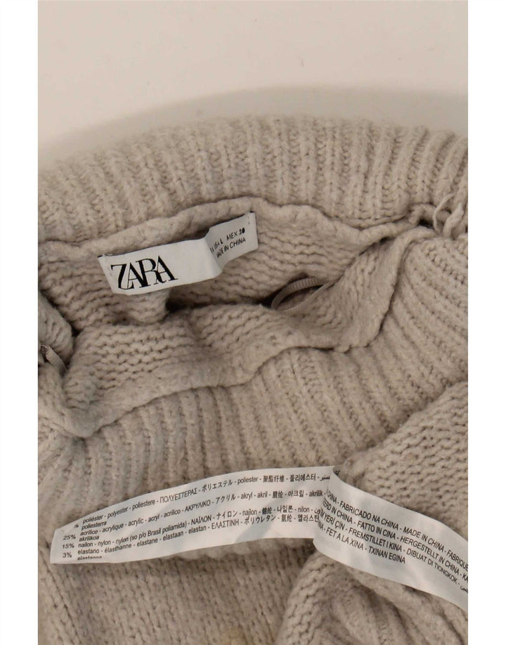 Zara γυναικείο πουλόβερ μεγάλου μεγέθους με ρολό λαιμόκοψη UK 14 μεγάλο γκρι πολυεστέρα