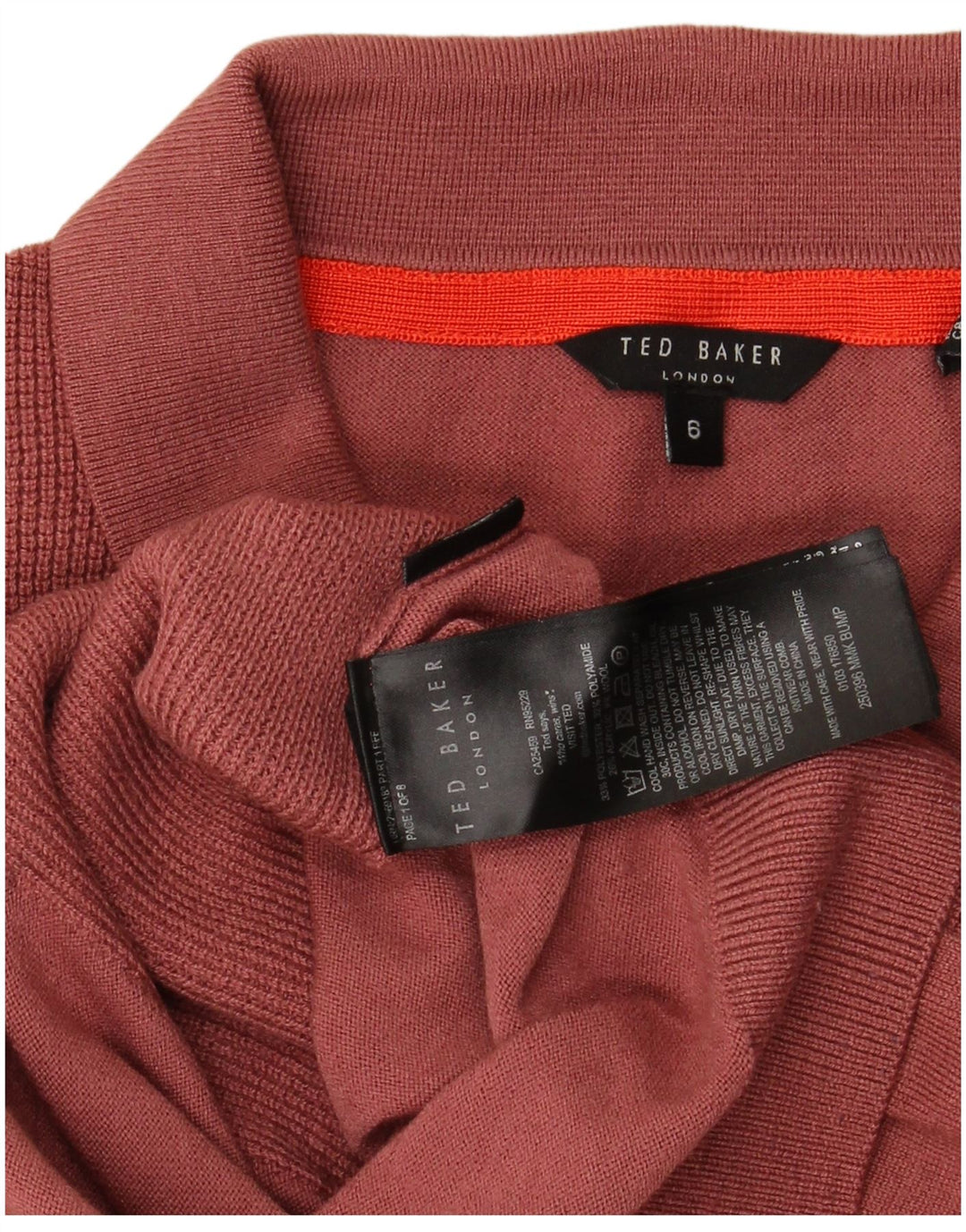 Ted Baker Ανδρικό πουκάμισο Polo Size 6 2XL Red Polyester