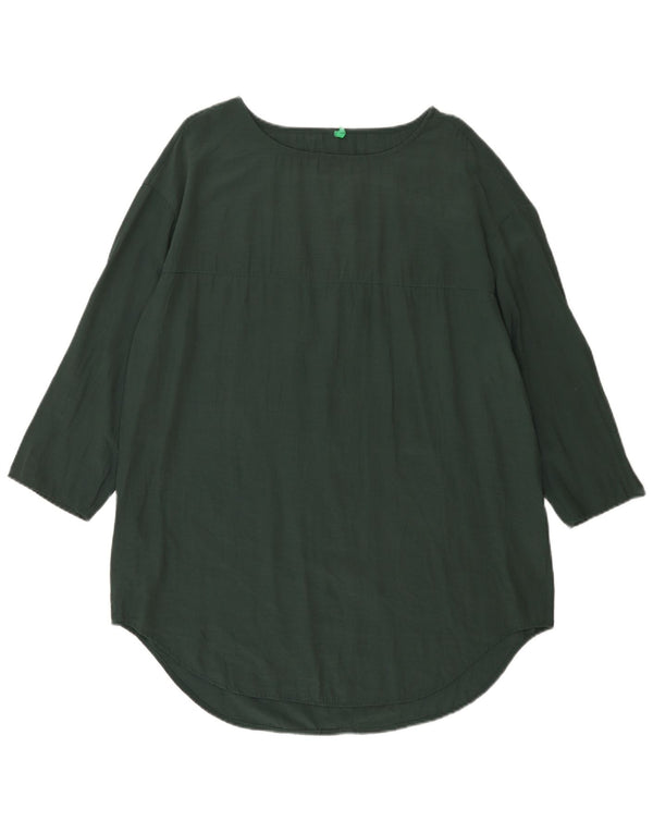 Benetton γυναικείο μανίκι 3/4 τοπ UK 16 μεγάλη πράσινη βισκόζη